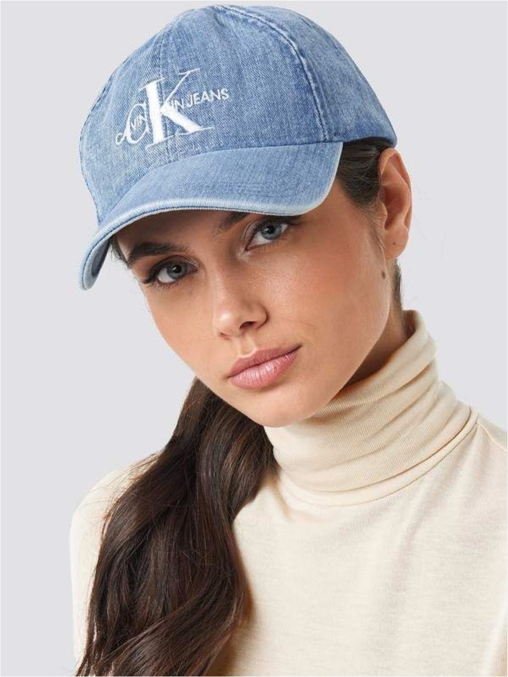 Calvin Klein Jeans Washed Blue Denim Cap with Embroidered Logo - Picture 8 of 10